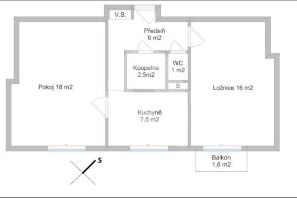 2 bedroom flat to rent, 50 m², Nad Zlíchovem, Praha