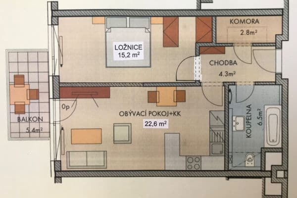 1 bedroom with open-plan kitchen flat to rent, 59 m², Zakšínská, Praha 1 bedroom with open-plan kitchen flat to rent, 59 m², Zakšínská, Praha