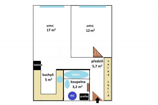 1 bedroom with open-plan kitchen flat to rent, 43 m², Dolákova, Prague, Prague
