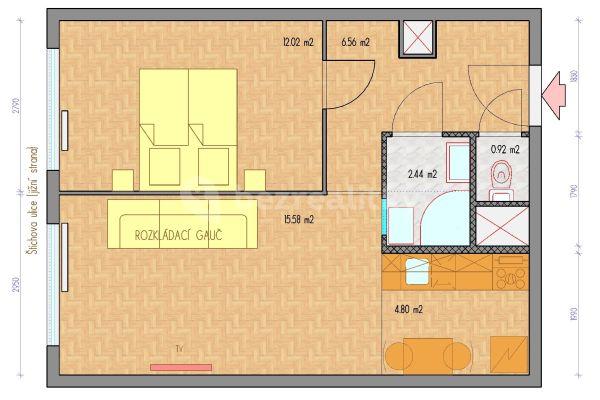 1 bedroom with open-plan kitchen flat to rent, 43 m², Štichova, Praha