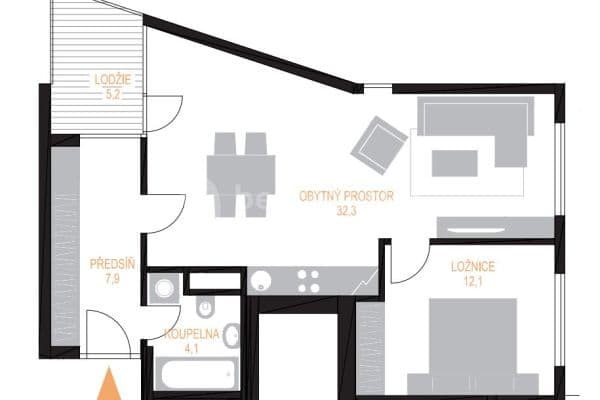 1 bedroom with open-plan kitchen flat to rent, 58 m², Luhanova, Chrudim