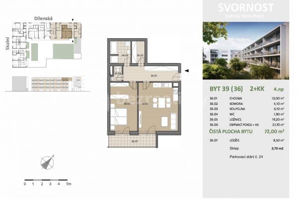 1 bedroom with open-plan kitchen flat to rent, 72 m², Dílenská, Plzeň 1 bedroom with open-plan kitchen flat to rent, 72 m², Dílenská, Plzeň