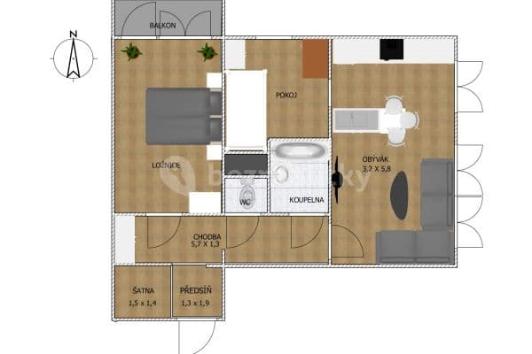 2 bedroom with open-plan kitchen flat to rent, 62 m², Křenická, Prague, Prague