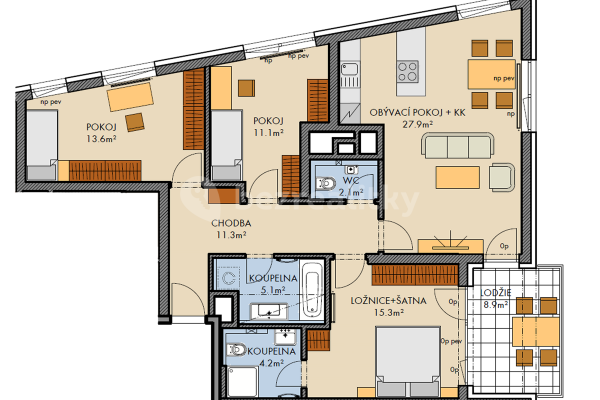 3 bedroom with open-plan kitchen flat to rent, 100 m², Praha