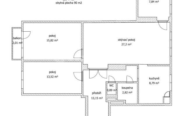 3 bedroom with open-plan kitchen flat to rent, 90 m², Purkyňova, Brno