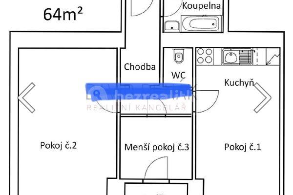 2 bedroom with open-plan kitchen flat to rent, 64 m², Za Pasáží, Pardubice