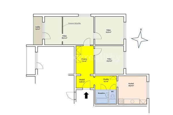 3 bedroom flat for sale, 70 m², Nádražní, Kuřim