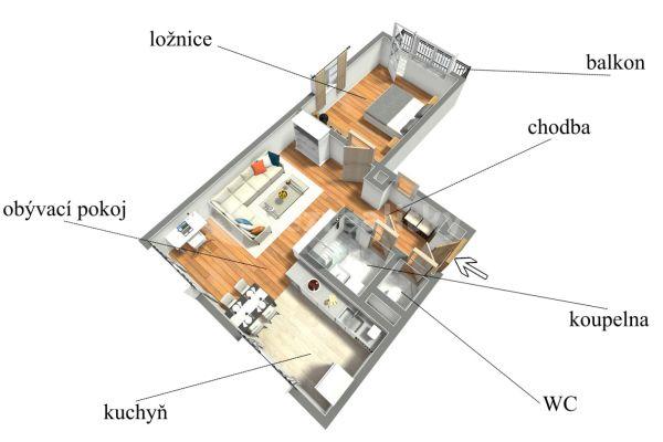 1 bedroom with open-plan kitchen flat for sale, 54 m², Sluneční, 