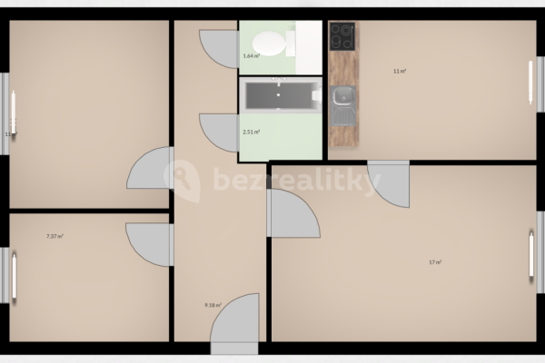 3 bedroom flat for sale, 54 m², Maxima Gorkého, Most