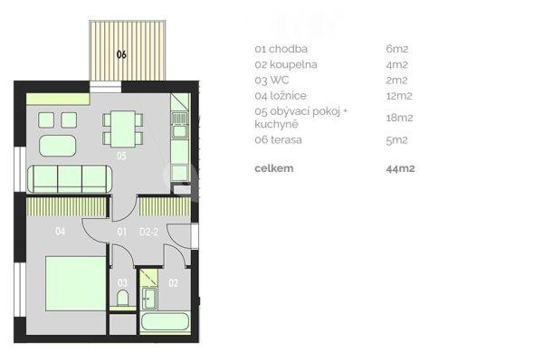 1 bedroom with open-plan kitchen flat to rent, 44 m², Hrnčířská, Žďár nad Sázavou, Vysočina Region