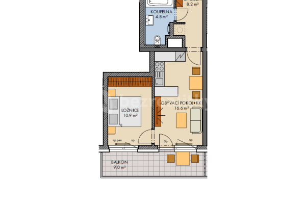 1 bedroom with open-plan kitchen flat for sale, 43 m², Honzíkova, Praha