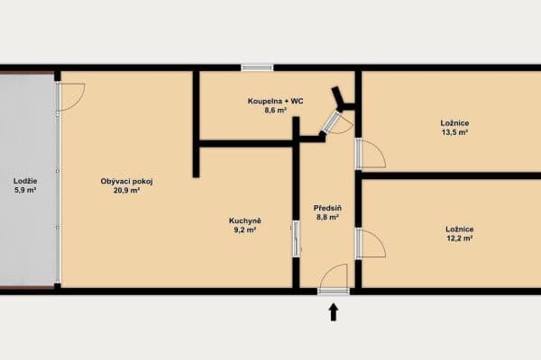 2 bedroom with open-plan kitchen flat for sale, 76 m², Stříbrského, Praha 2 bedroom with open-plan kitchen flat for sale, 76 m², Stříbrského, Praha