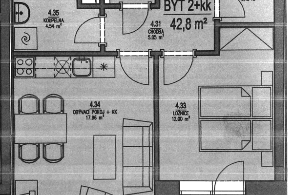 1 bedroom with open-plan kitchen flat for sale, 43 m², Říčanská, Brno 1 bedroom with open-plan kitchen flat for sale, 43 m², Říčanská, Brno