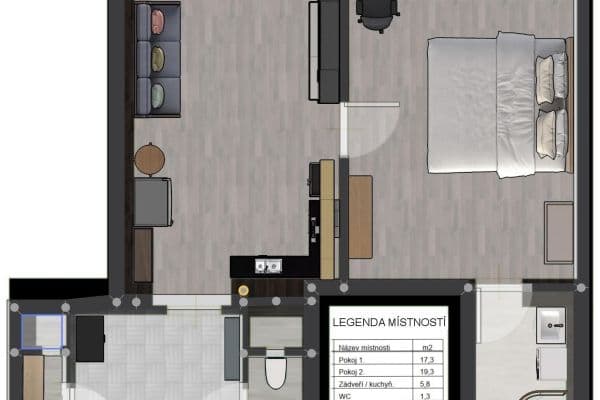 1 bedroom with open-plan kitchen flat to rent, 50 m², Jana Želivského, Praha 1 bedroom with open-plan kitchen flat to rent, 50 m², Jana Želivského, Praha