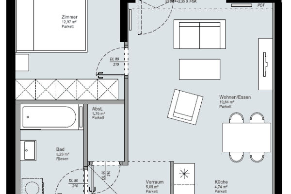 2 bedroom flat to rent, 53 m², Donau City Straße 12, Wien, Vienna 2 bedroom flat to rent, 53 m², Donau City Straße 12, Wien, Vienna