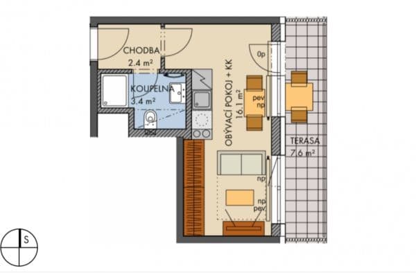 Studio flat to rent, 22 m², Ondrákové, Praha Studio flat to rent, 22 m², Ondrákové, Praha