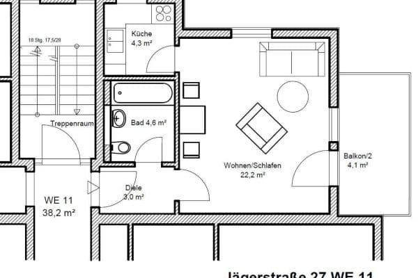 1 bedroom flat to rent, 39 m², Jägerstraße 27, Dresden, Saxony 1 bedroom flat to rent, 39 m², Jägerstraße 27, Dresden, Saxony