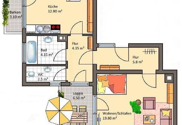 2 bedroom flat to rent, 59 m², Karlsruhe, Baden-Württemberg 2 bedroom flat to rent, 59 m², Karlsruhe, Baden-Württemberg