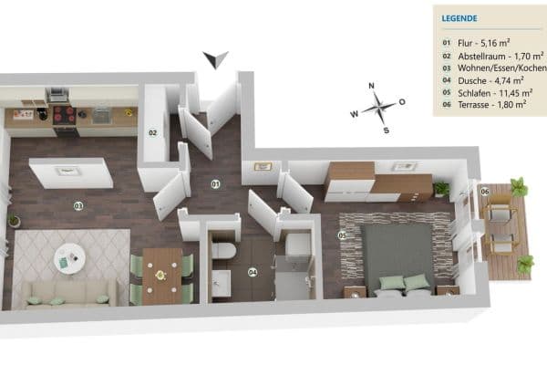 2 bedroom flat to rent, 47 m², Luisenstraße 14a, Oranienburg 2 bedroom flat to rent, 47 m², Luisenstraße 14a, Oranienburg