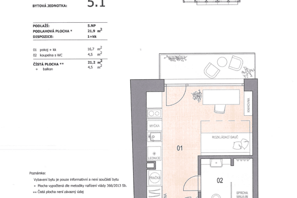 1 bedroom flat to rent, 22 m², Koliště, Brno 1 bedroom flat to rent, 22 m², Koliště, Brno