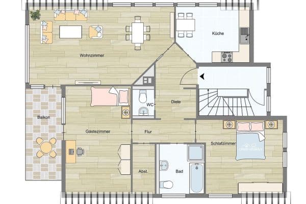 2 bedroom with open-plan kitchen flat to rent, 119 m², Bochum 2 bedroom with open-plan kitchen flat to rent, 119 m², Bochum