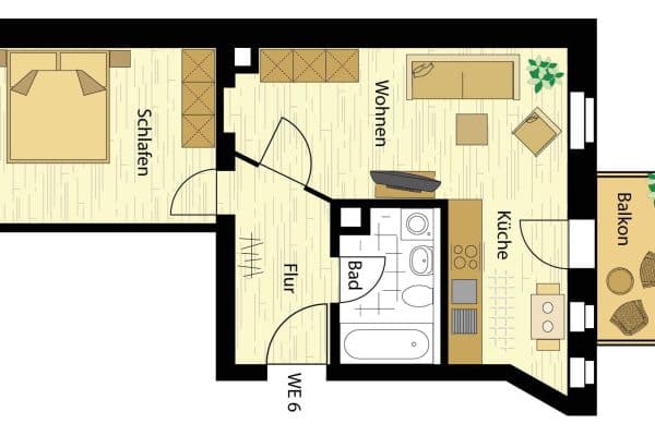 Studio flat to rent, 51 m², Blücherstrasse 7, Leipzig, Saxony Studio flat to rent, 51 m², Blücherstrasse 7, Leipzig, Saxony