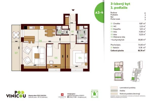 3 bedroom flat to rent, 77 m², Bratislava 3 bedroom flat to rent, 77 m², Bratislava