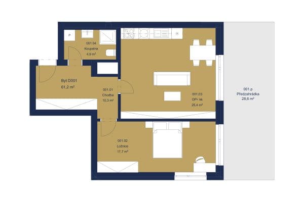 1 bedroom with open-plan kitchen flat for sale, 61 m², Huťská, 1 bedroom with open-plan kitchen flat for sale, 61 m², Huťská,