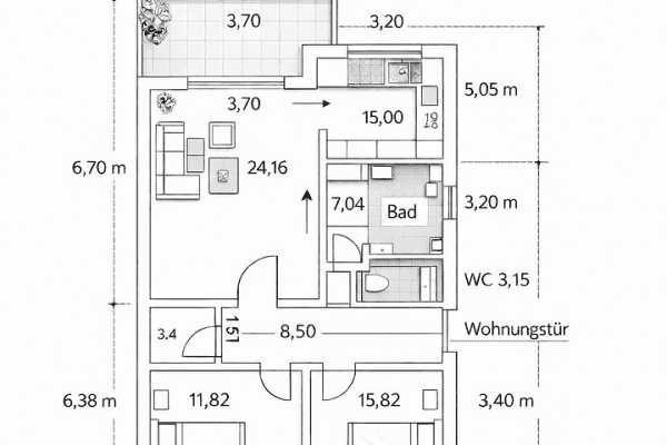 2 bedroom with open-plan kitchen flat for sale, 90 m², Steinenbronn 2 bedroom with open-plan kitchen flat for sale, 90 m², Steinenbronn