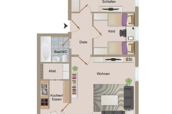 3 bedroom flat to rent, 75 m², Glaserweg 10, Bubenbach 3 bedroom flat to rent, 75 m², Glaserweg 10, Bubenbach