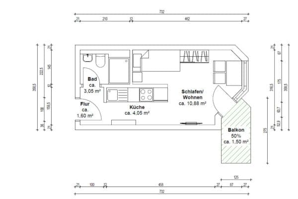 1 bedroom flat for sale, 21 m², L7 6a, Mannheim, Baden-Württemberg 1 bedroom flat for sale, 21 m², L7 6a, Mannheim, Baden-Württemberg